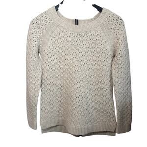 Banana Republic Italian yarn wool alpaca blend fisherman oatmeal sweater  Sz XS